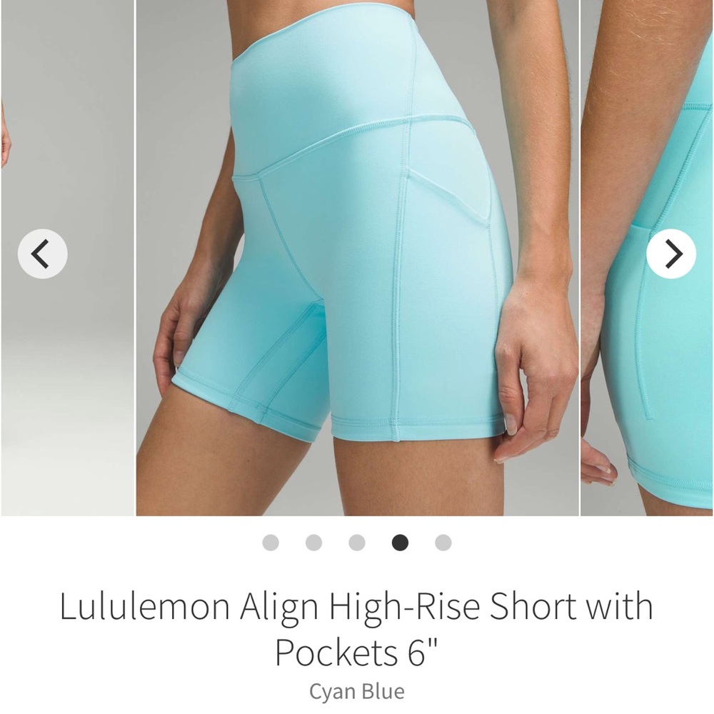 lululemon athletica Aling Shorts w/ pockets Cyan Blue 6”
